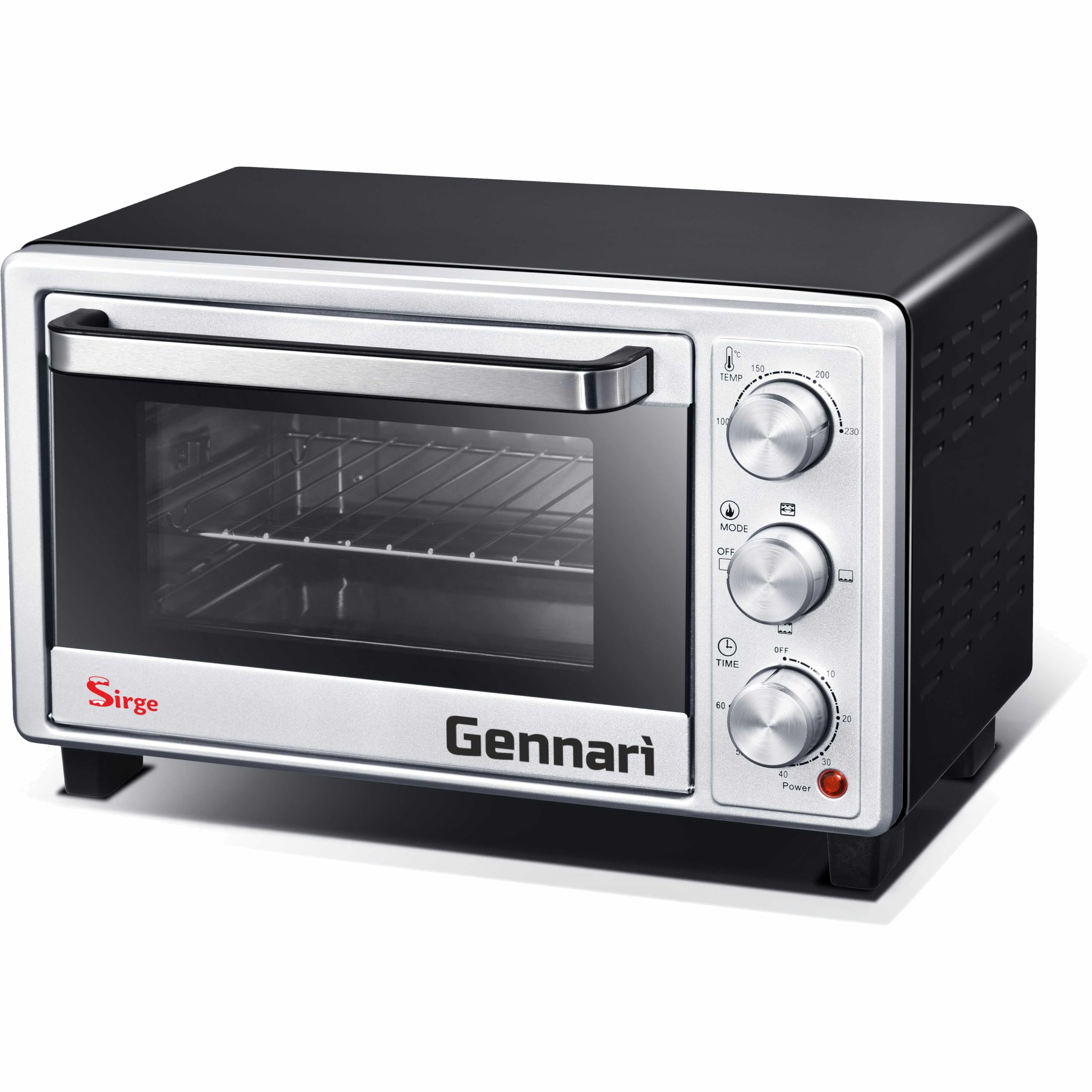 Sirge Four électrique, capacité 16L, 5 fonctions de cuisson, minuterie 60 min, équipé de gril, bac d'égouttement et collecteur de miettes, 1400 W