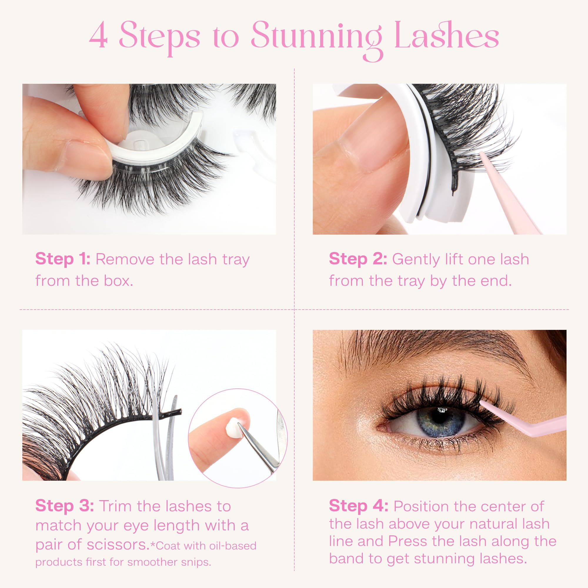 CALAILIS Self Adhesive Eyelashes 5 Pairs Natural Look Press On Lashes No Glue Need Eyelashes Reusable Cat Eye Wispy Self-adhesive False Lashes with Replacement Adhesive Strips (C131)