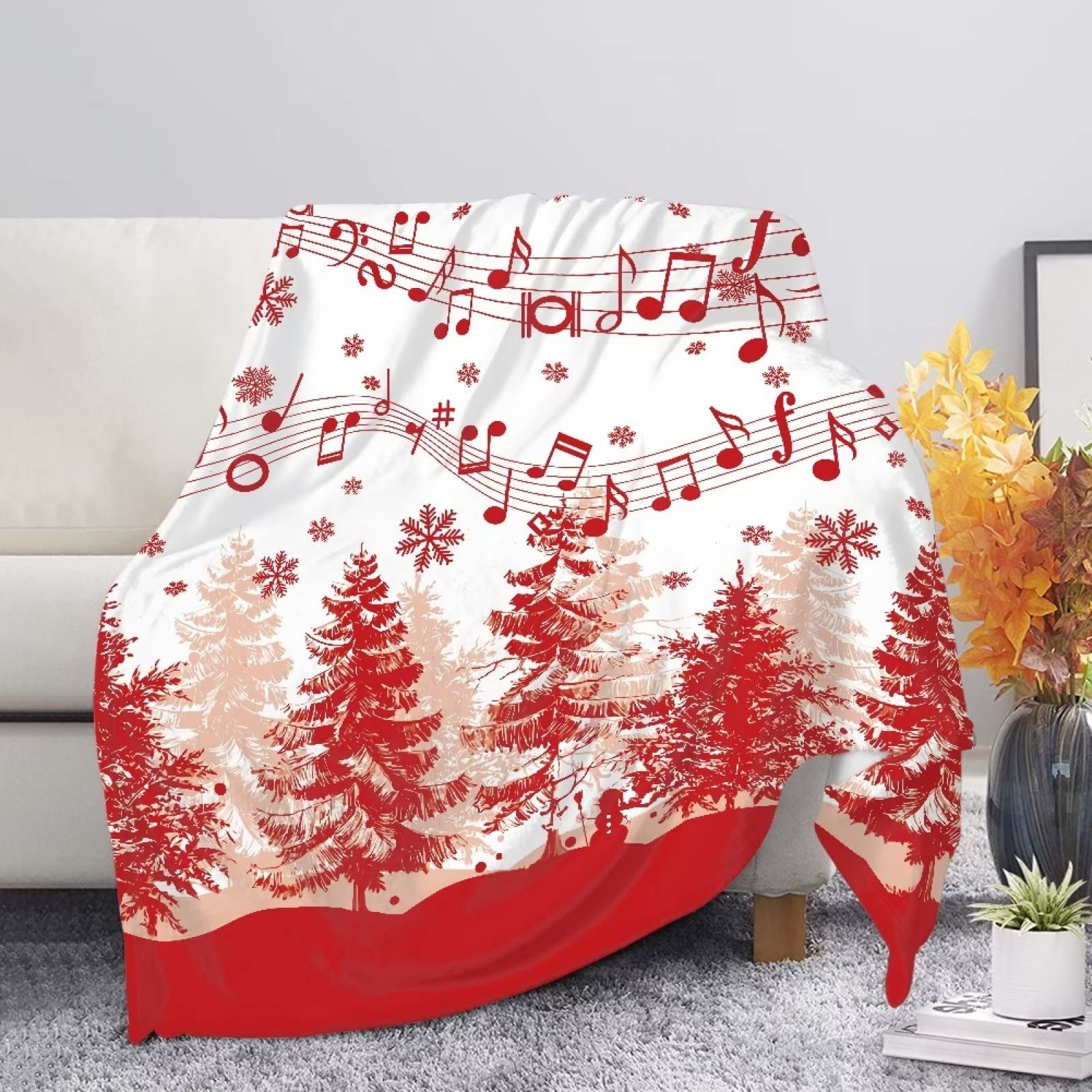 Coperta in peluche con motivo autunnale di foglie d'acero, coperte autunnali e invernali, foglie arancioni, peloso, peloso, regalo per donne e ragazze, coperte per divano, 101,6 x 76,2 cm