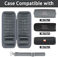 Vista 2 de co2CREA Funda de viaje rígida de repuesto para JBL Flip 7 Flip 6 FLIP 5 Altavoz Bluetooth portátil impermeable (estuche gris)