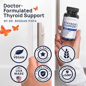 ThyroShield Thyroid Support, Pure Complex with Iodine, Ashwagandha, L-Tyrosine, Selenium, Thyroid Supplement for Women & Men, Energy, Hormone & Metabolism Support, cGMP, CoA Verified - 60 Capsules