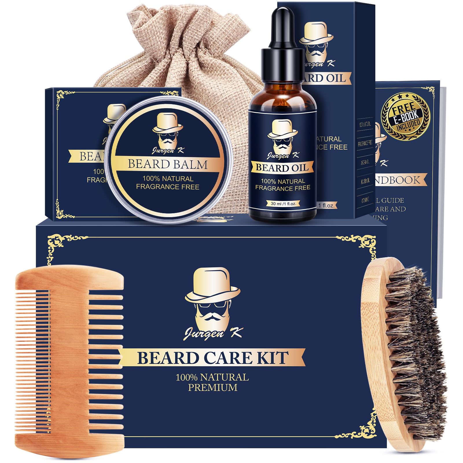 Fathers Day Dad Gifts, Beard Kit for Men w/Oil, Balm, Comb, Brush, Anniversary & Birthday Gifts for Men Him Boyfriend Brother Adult Son, Father's Day Gifts for Husband from Wife Daughter Son Kids