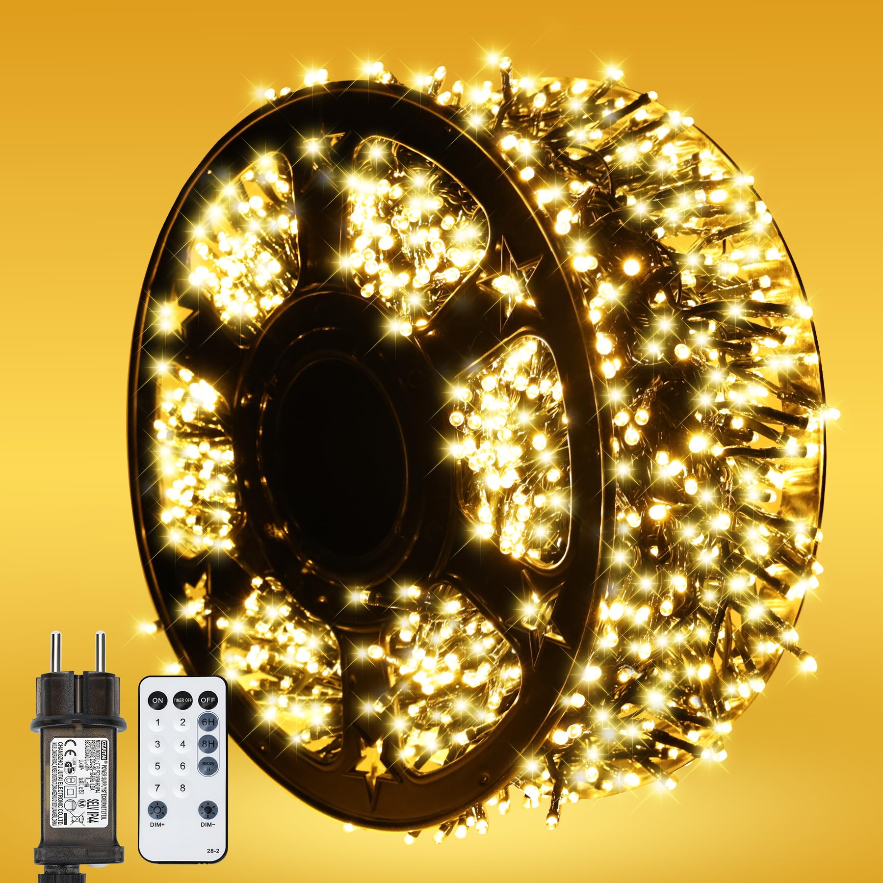 MAGGIFT LED Lichterkette Außen - 20m 1000 LED Cluster Lichterkette Warmweiß mit Stecker/Fernbedienung/8 Modi/Timer/Dimmbar, Wasserdicht Aussen Büschellichterkette für Innen Outdoor Weihnachtsbaum Deko