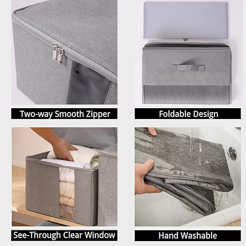 Miniatura 2 de CANFOD Almacenamiento debajo de la cama con ventana transparentetela resistente 600D, bolsas de almacenamiento debajo de la cama para ropa, ropa,