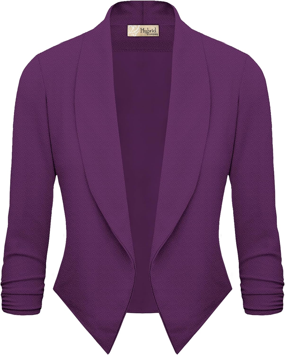 Hybrid & Company Lightweight Open Front Cardigan Classic Ruched Sleeve Work Office Blazer Suit Jackets - Image 2