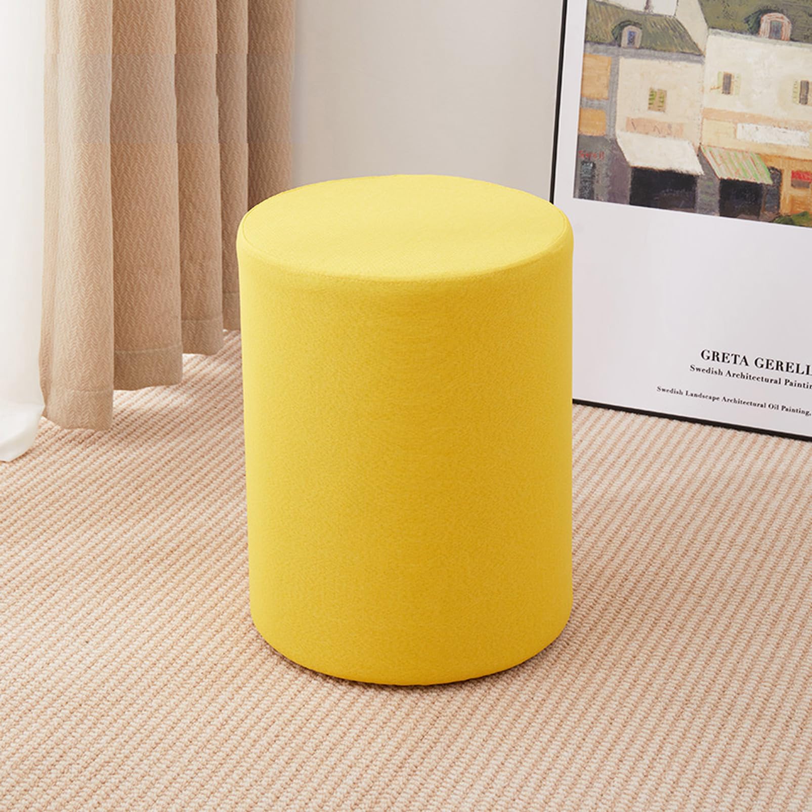 ukichi　今枝ラタン 円形スツール イエロークッション　近代 ukichi 今枝ラタン 円形スツール イエロークッション 近代 ukichi 今枝