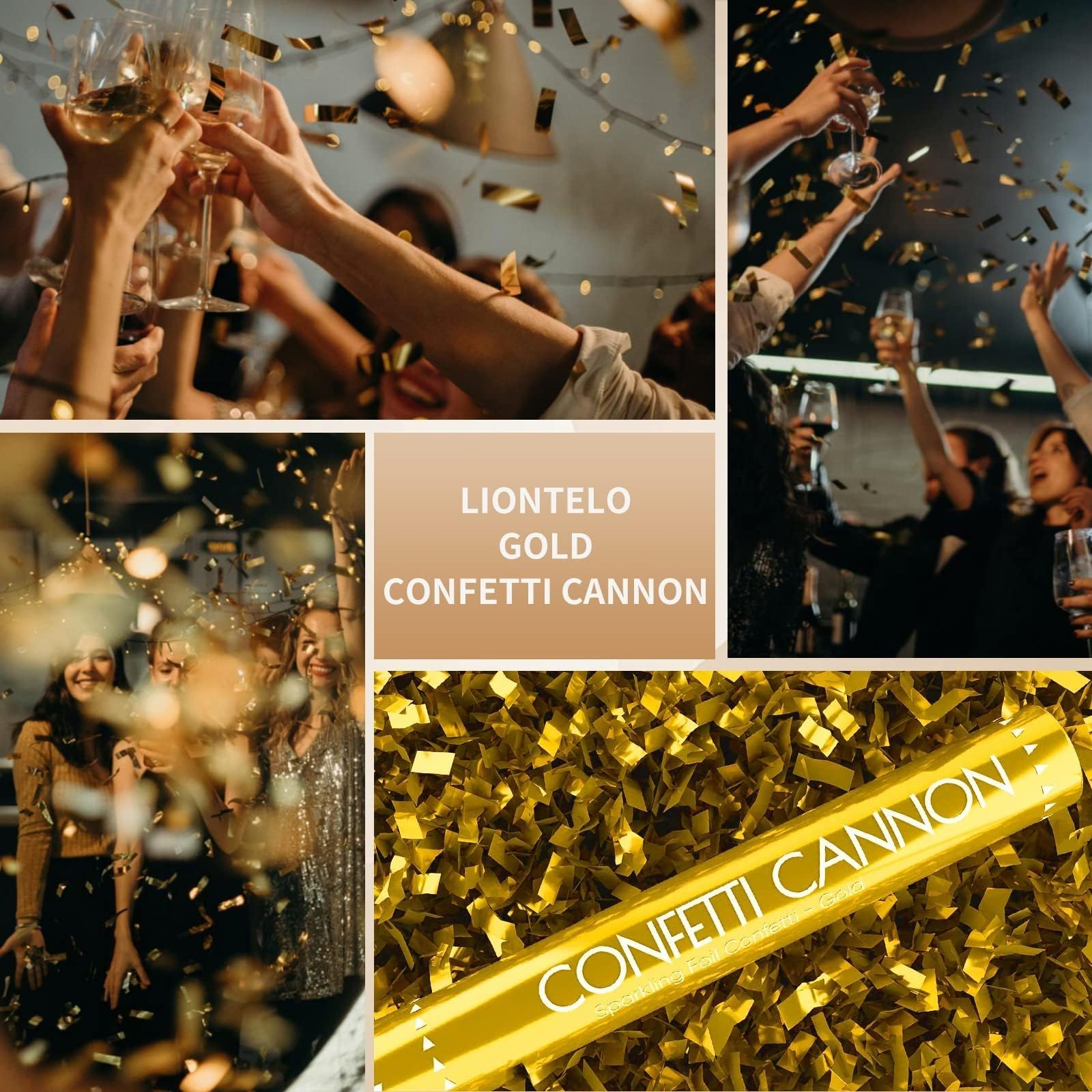 Konfettikanone, goldfarbene Konfetti-Popper, 30,5 cm, Luftschlangen, Kanone, Konfetti, goldene Party-Popper, Shooter, Großpackung für Hochzeit, Geburtstag, Abschlussfeier, Neujahrsfeier