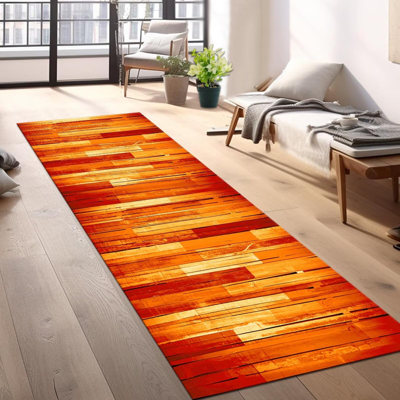 Tappeto Passatoia Cucina Antiscivolo Lavabile Tappeto Cucina Arancione Giallo Rosso 50X300CM Tappeti Runner Tappeto Corridoio ingresso interno Soggiorno Tappetino Cucina Durevole Tappetino zerbino
