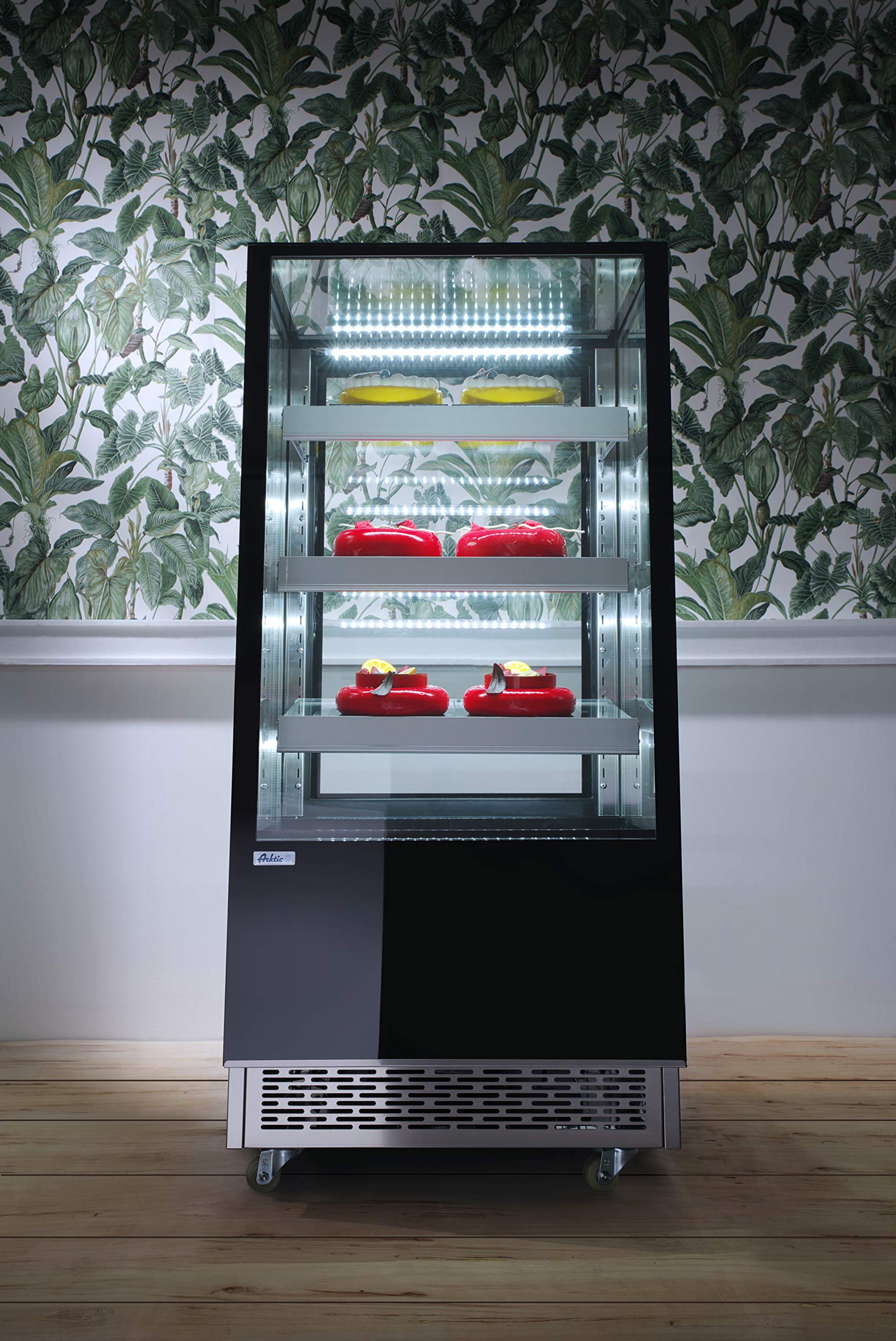 HENDI Vitrinas expositoras refrigeradas con 3 baldas inclinadas - 300 L - 230V / 480W - 650x805x(H)1445 mm