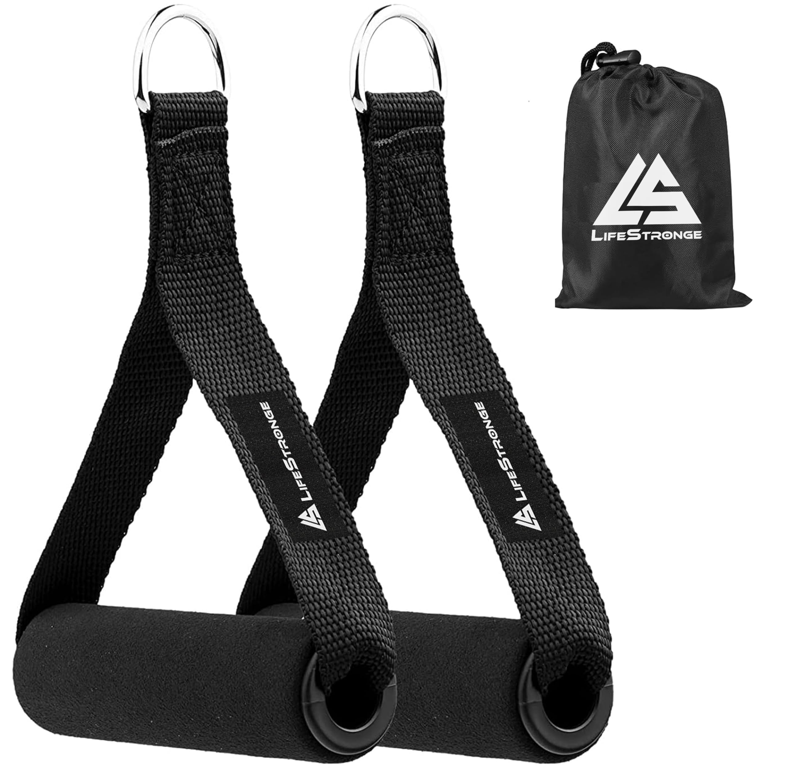 LIFESTRONGE 2 Pieces Exercise Handles Cable Machine Attachments Resistance Bands Handles Grips Fitness Strap Stirrup Handle Cable Attachment for Yoga Exercise Workout Gym Resistance Training