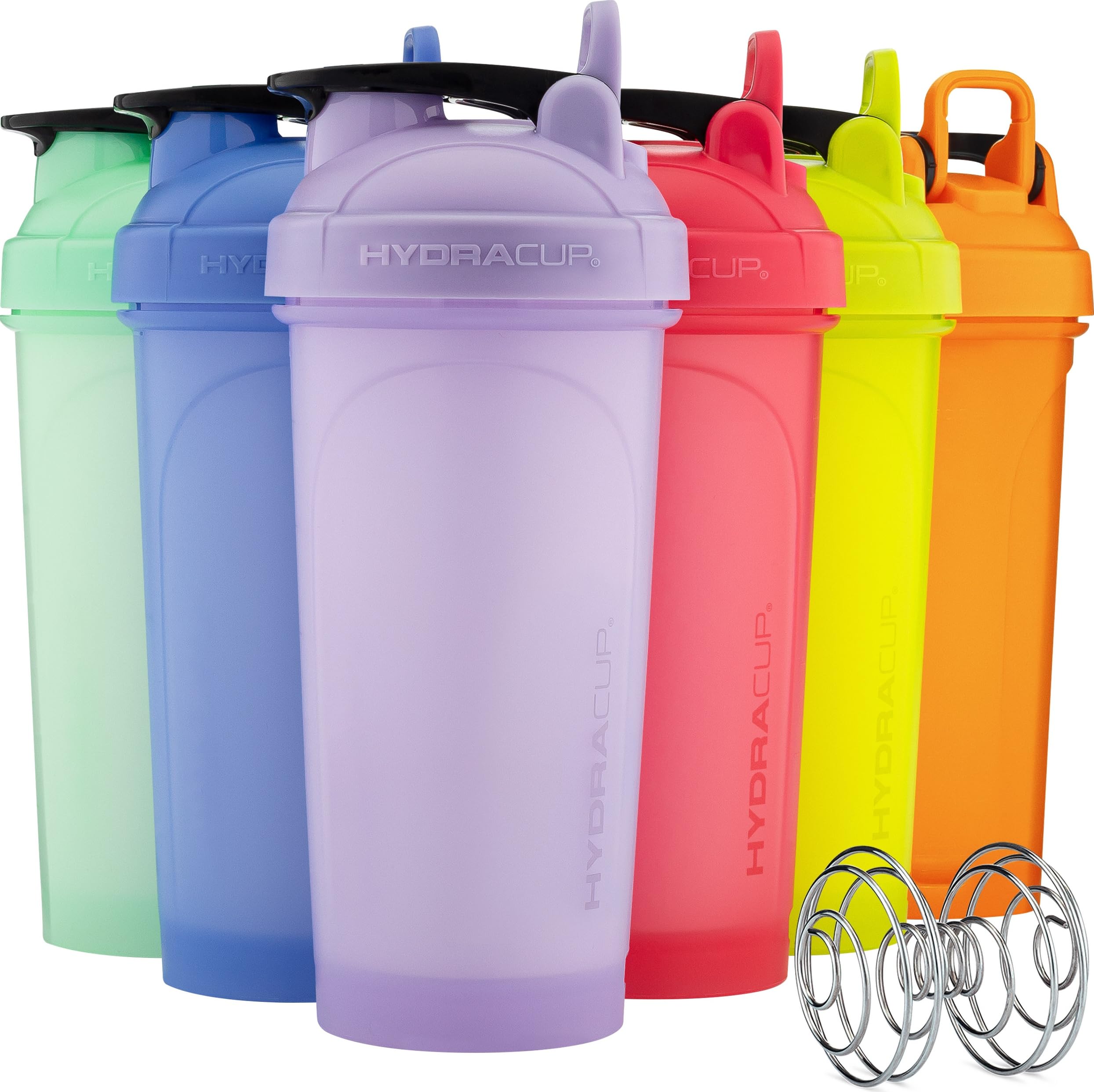 ProFlow Shaker Bottles 6-Pack (28oz) | Protein Shaker Cups with Whisk Ball, Leak-Proof Lid, Hidden Carry Handle | BPA-Free Gym Mixer for Protein Powder, Mixing Supplements, Pastel Colors