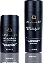 STYLLUXE Combo Hair Thickening Fibers (28g+15g) (Black Color) | Undetectable & Natural Keratin Hair Building Fiber Concealer for Hair for Men and Women | Non-Itchy, Easy to Wash Out