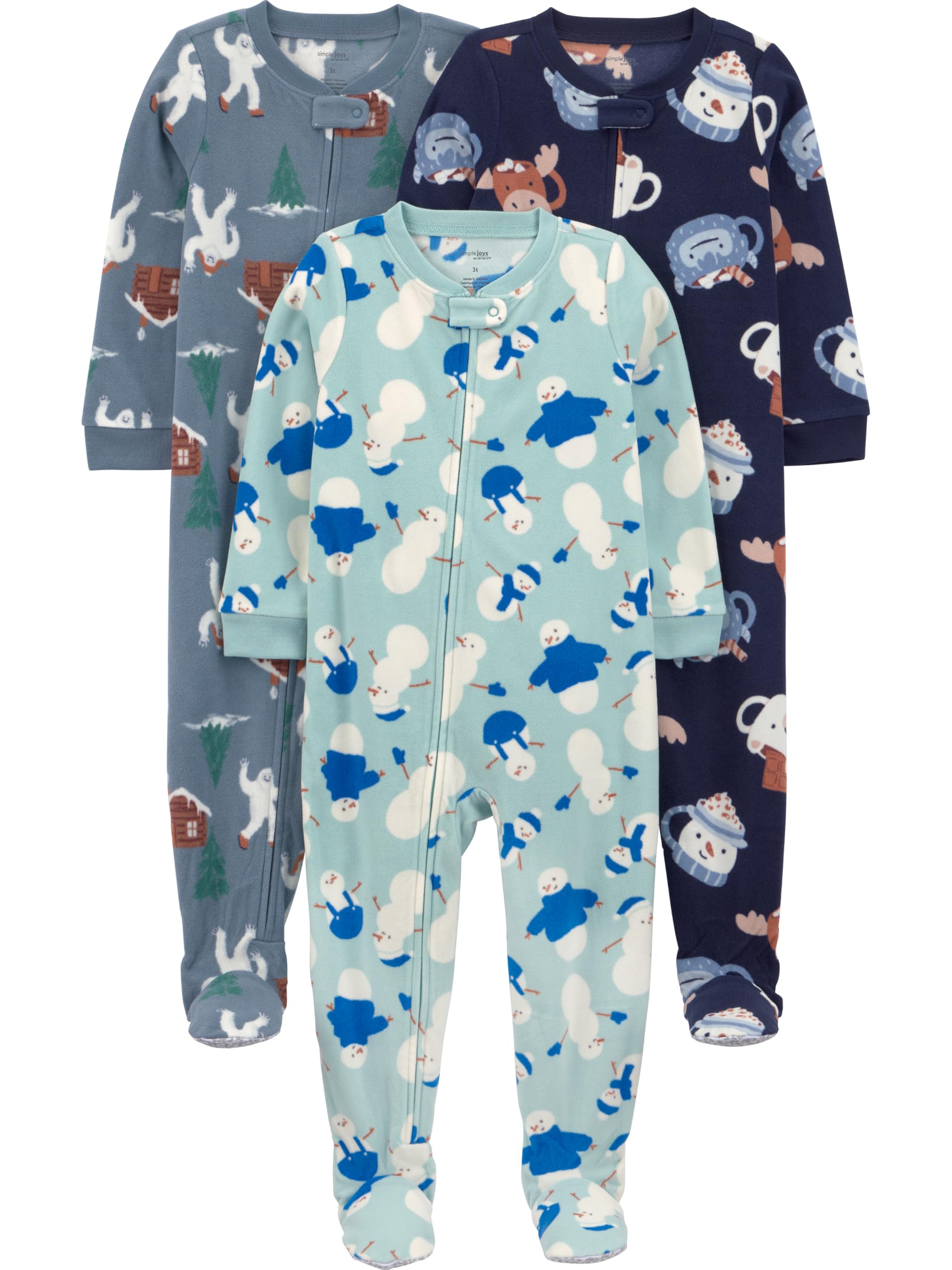 Baby Boys Loose-Fit Flame Resistant Fleece Footed Pajamas