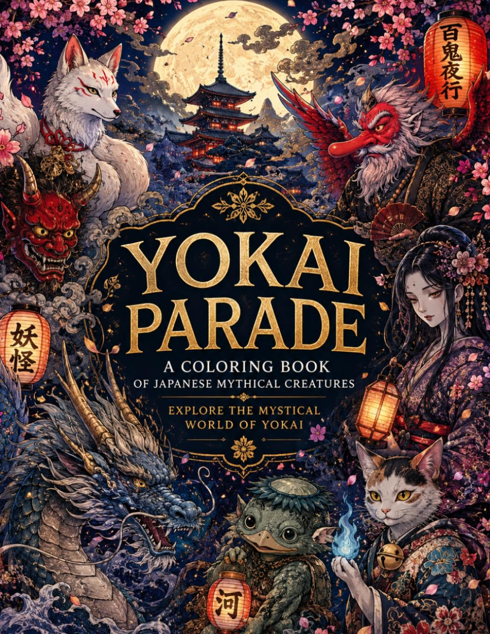 YOKAI PARADE: A Coloring Book of Japanese Mythical Creatures Explore the Mystical World of Yokai