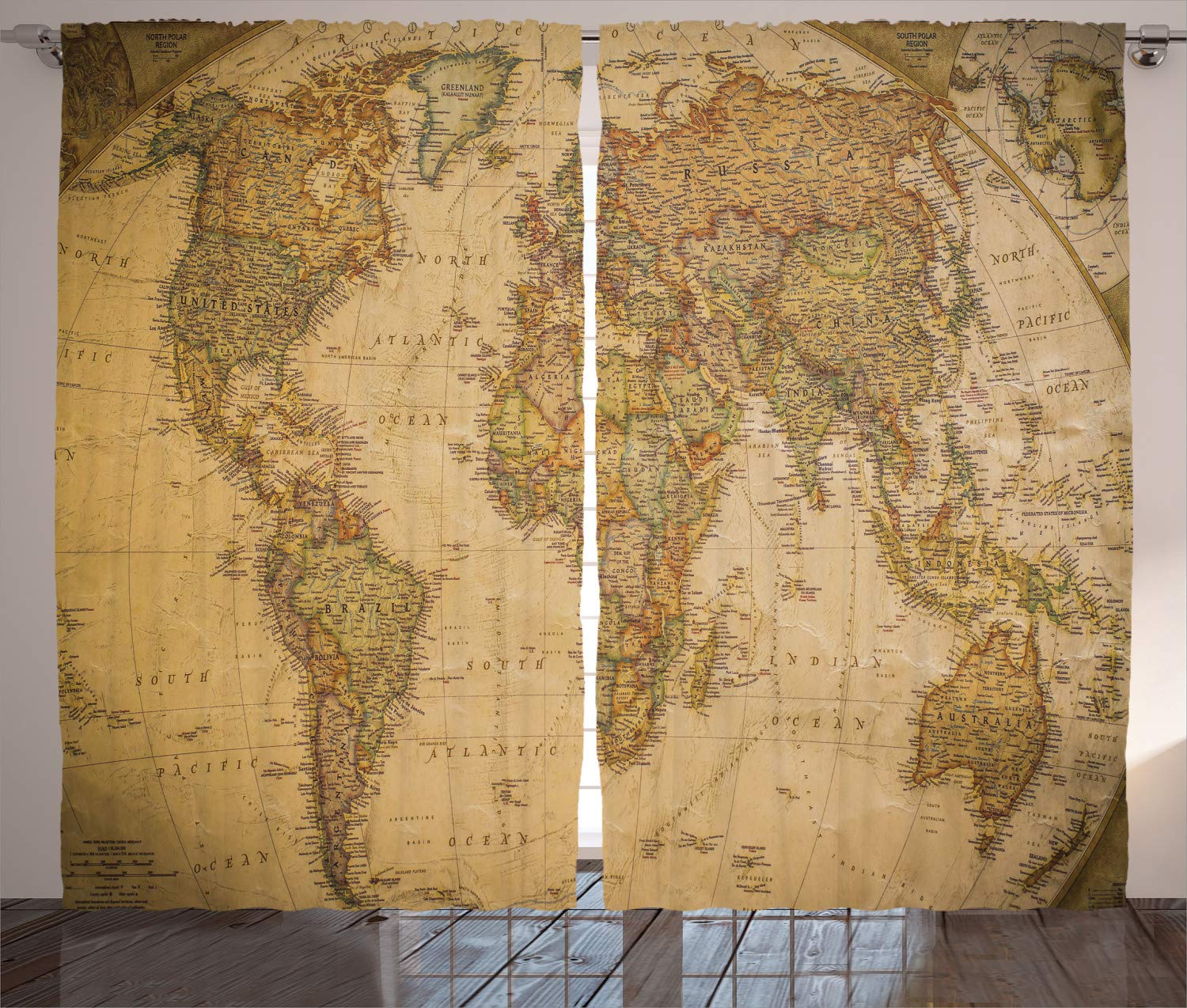 World Map Bedroom Curtains Curtains & Drapes