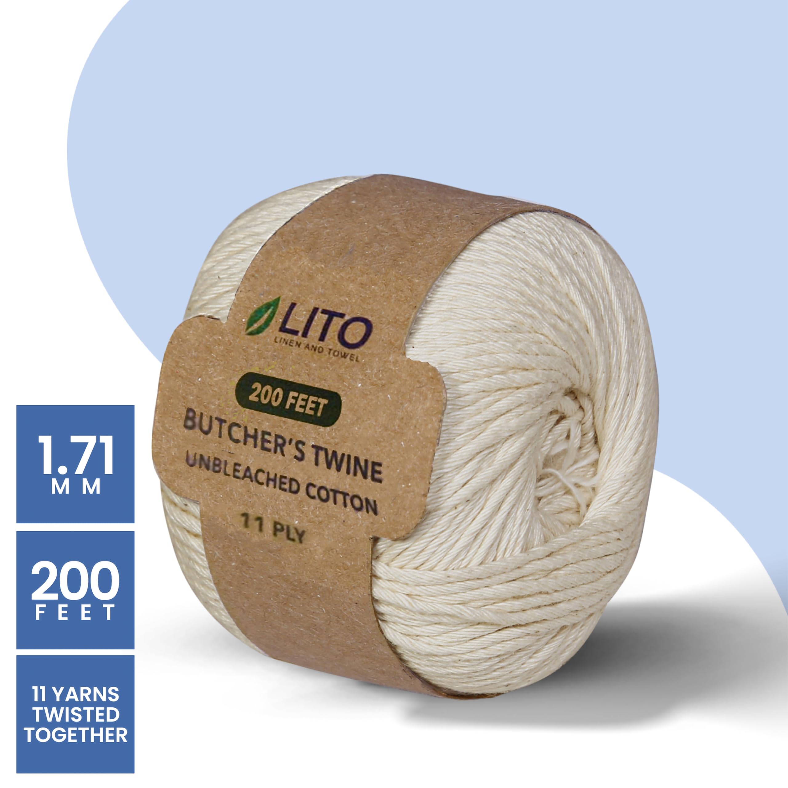 Cotton Twine String | Wrapping Bakers Cooking Craft | Butchers for Kitchen |Gifts Wrapping Thread|Festival Thread Hanging DIY Garden Decor 100% Cotton Twine|11 PLY| 200 FT Pack of 1 — Amazon image 7