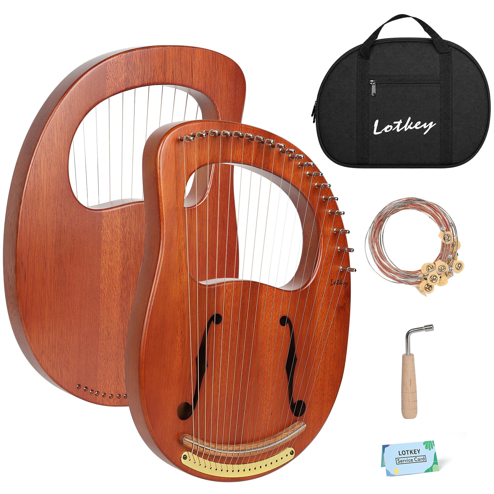 Amazon.com: Lotkey Lyre Harp，19 Metal Strings Iron Saddle