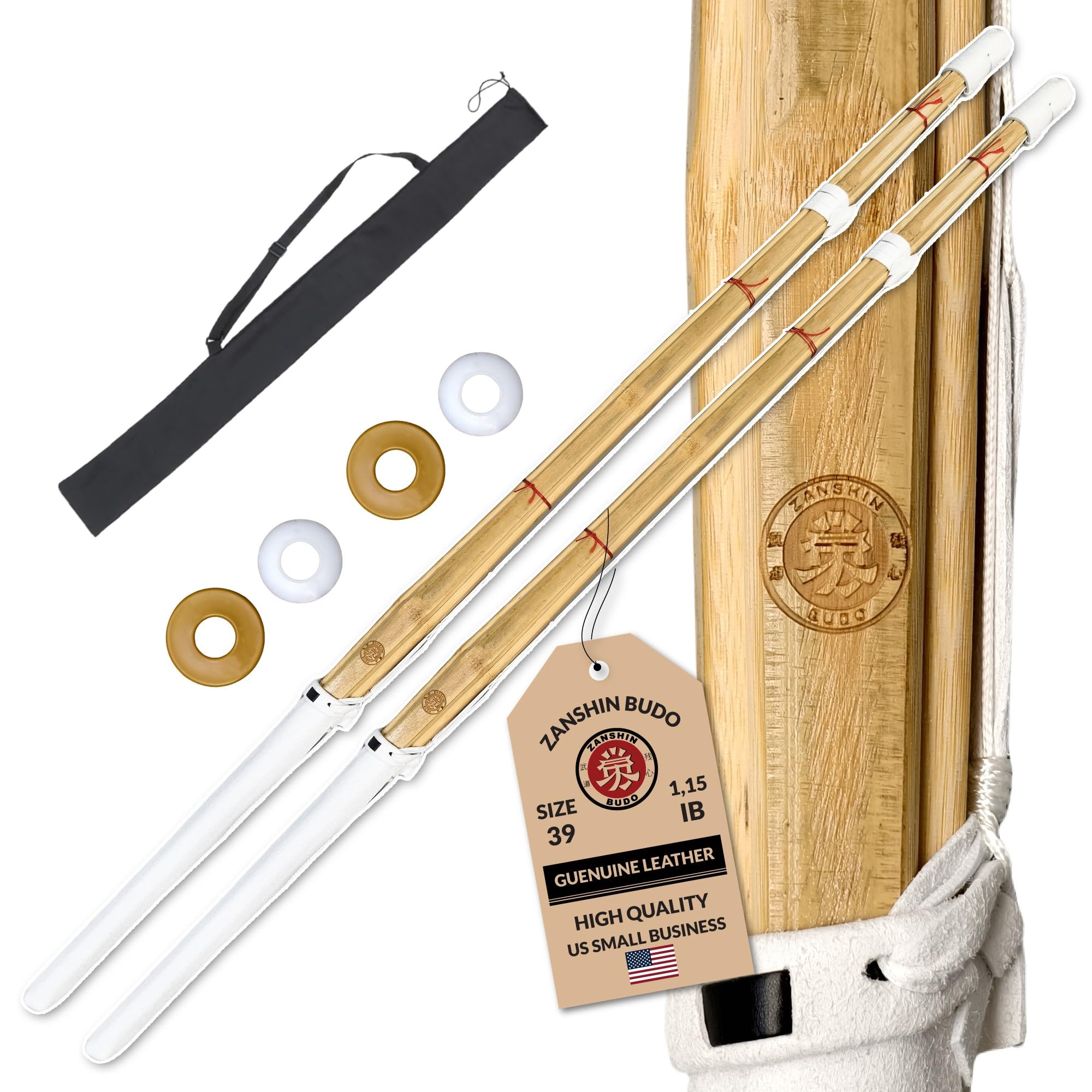 Set of 2 47" - Size 39 - Handmade Bamboo Sword Cosplay Decorative Original Texture for Anime, Suitable for Cosplay, Decoration, Collection