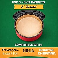 Vista 2 de Mindful Design Forros de Papel para Freidora de Aire, 125 Piezas, Papel Pergamino, Forro Desechable para Freidora de Aire para Microondas, Redondo