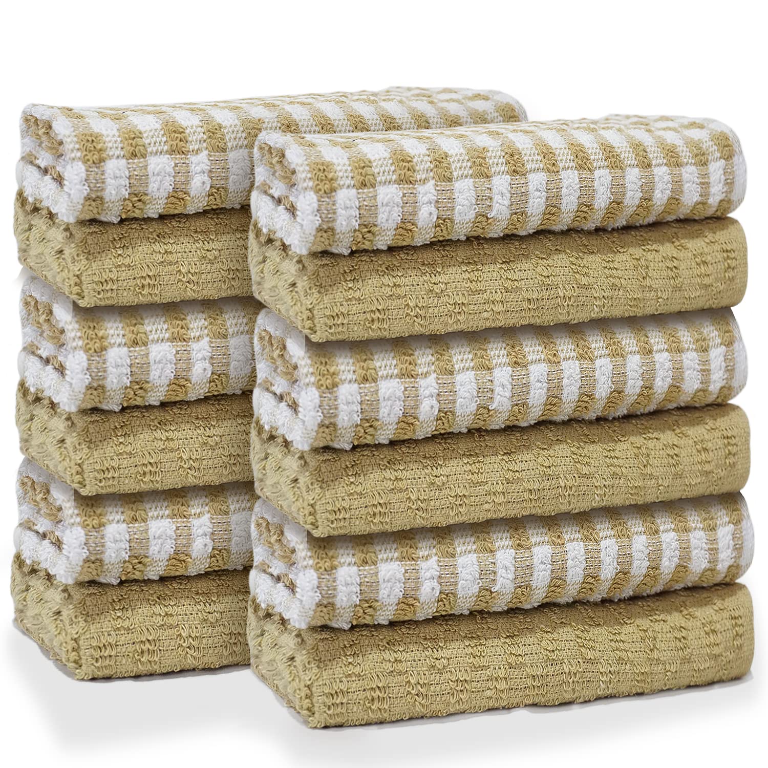 Casabella Beige 100% Cotton Kitchen Towels 50X70 Cm Pack Of 12 Wonder Dry Tea Towels For Kitchen, Highly Absorbent Dish Cloths For Washing Up, Soft & Thick Wash Cloths, Tea Towels Kitchen Cloth