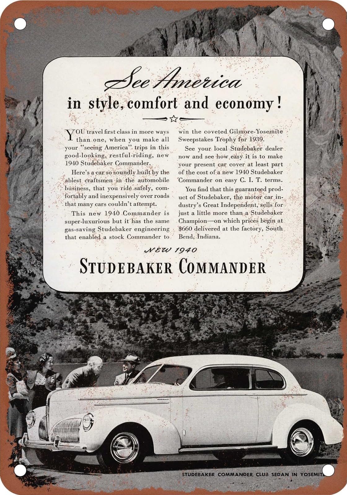 Miaomansenstore Metal Sign - 1940 Studebaker Vintage Ad 07 - Old Retro Rusty Look Home Decor