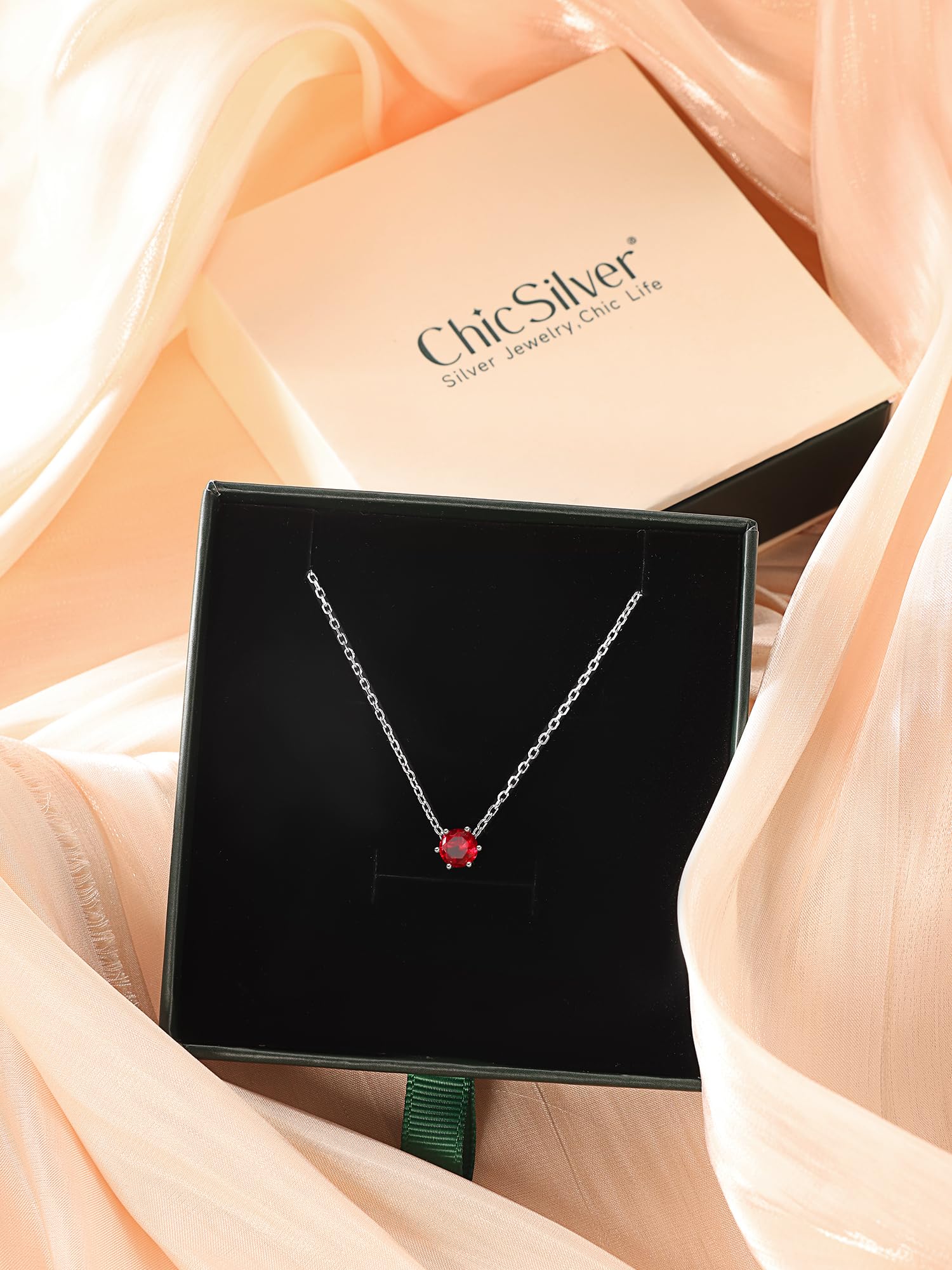 ChicSilver Plata 925 Collar Circonita Mujer Colgante Piedra Brillante | Material Plata de Ley Regalo Cumpleaños Joyería Delicada Madre Pareja Amiga