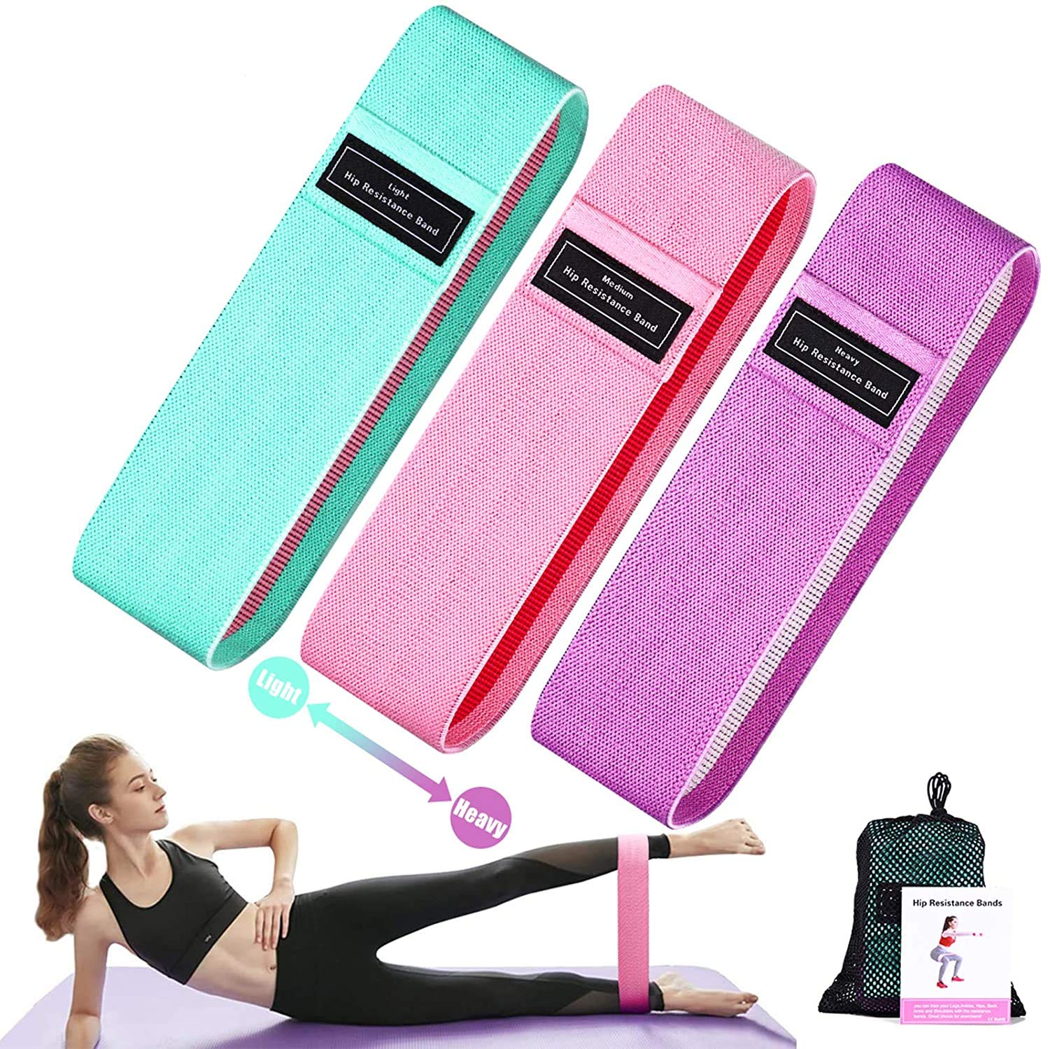 3 Resistance Loop Bands for Legs and Butt Set, Gym and Yoga Resistance Exercise Bands Workout Training Bands for Home Fitness, Crossfit, Elastic Strength Squat Band Beginner-image-27