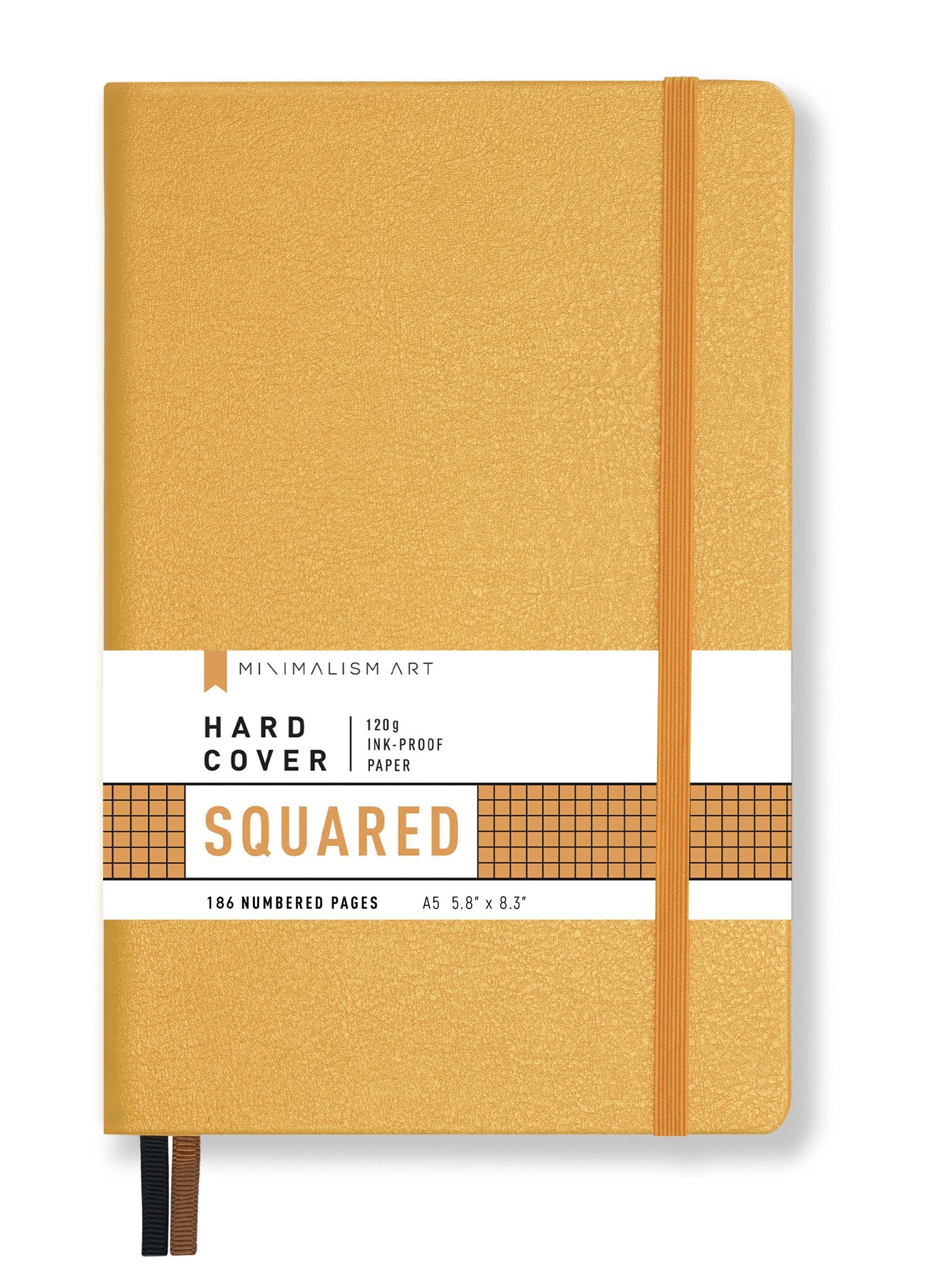 Minimalism Art, Premium Hard Cover Notebook Journal, Medium Size, A5 5.8" x 8.3", 186 Numbered Pages, Gusseted Pocket, Ribbon Bookmark, Extra Thick