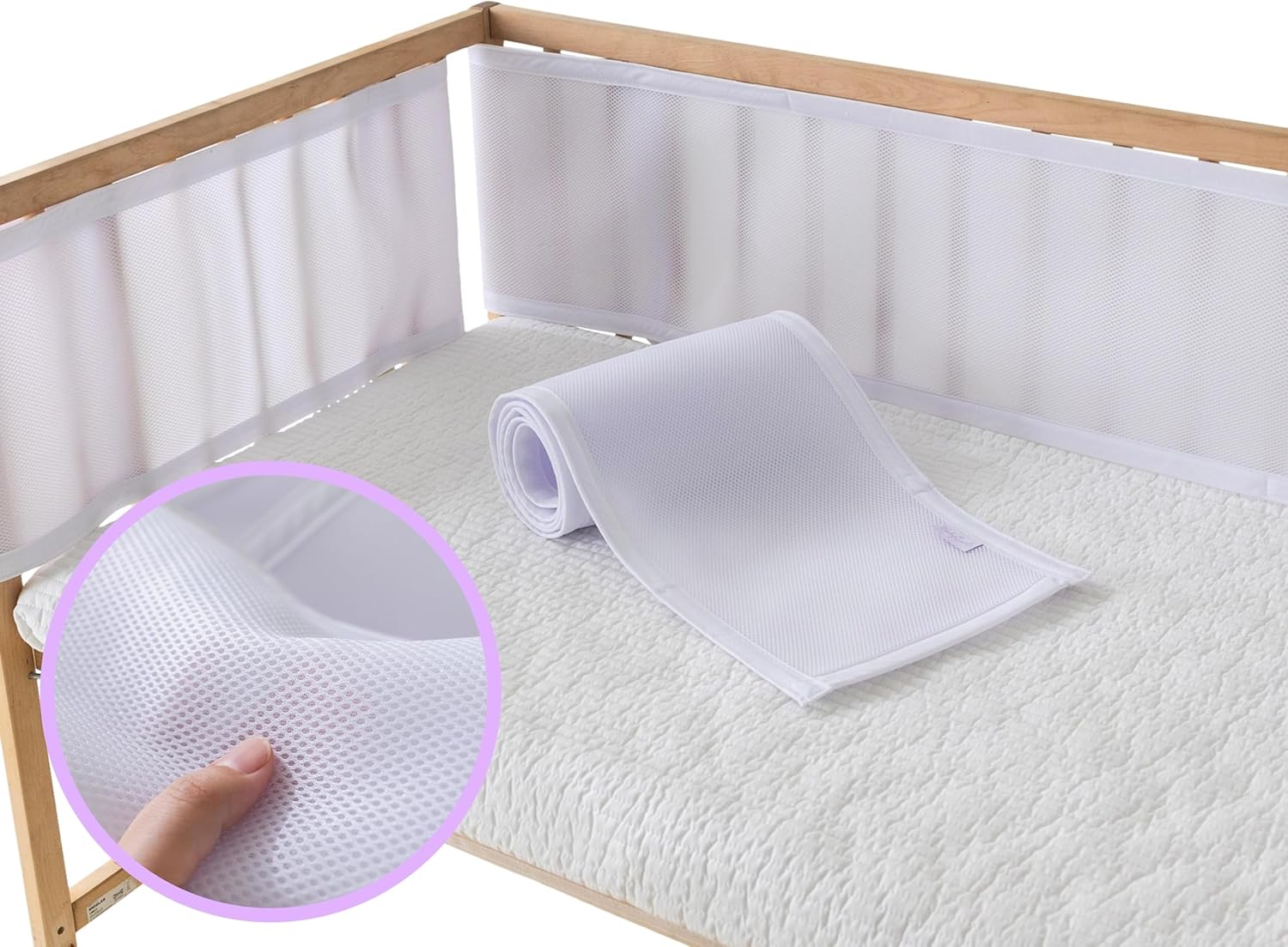 Babycurls Breathable 4 Piece Mesh Cot Bed Liner Bumper Alternative for