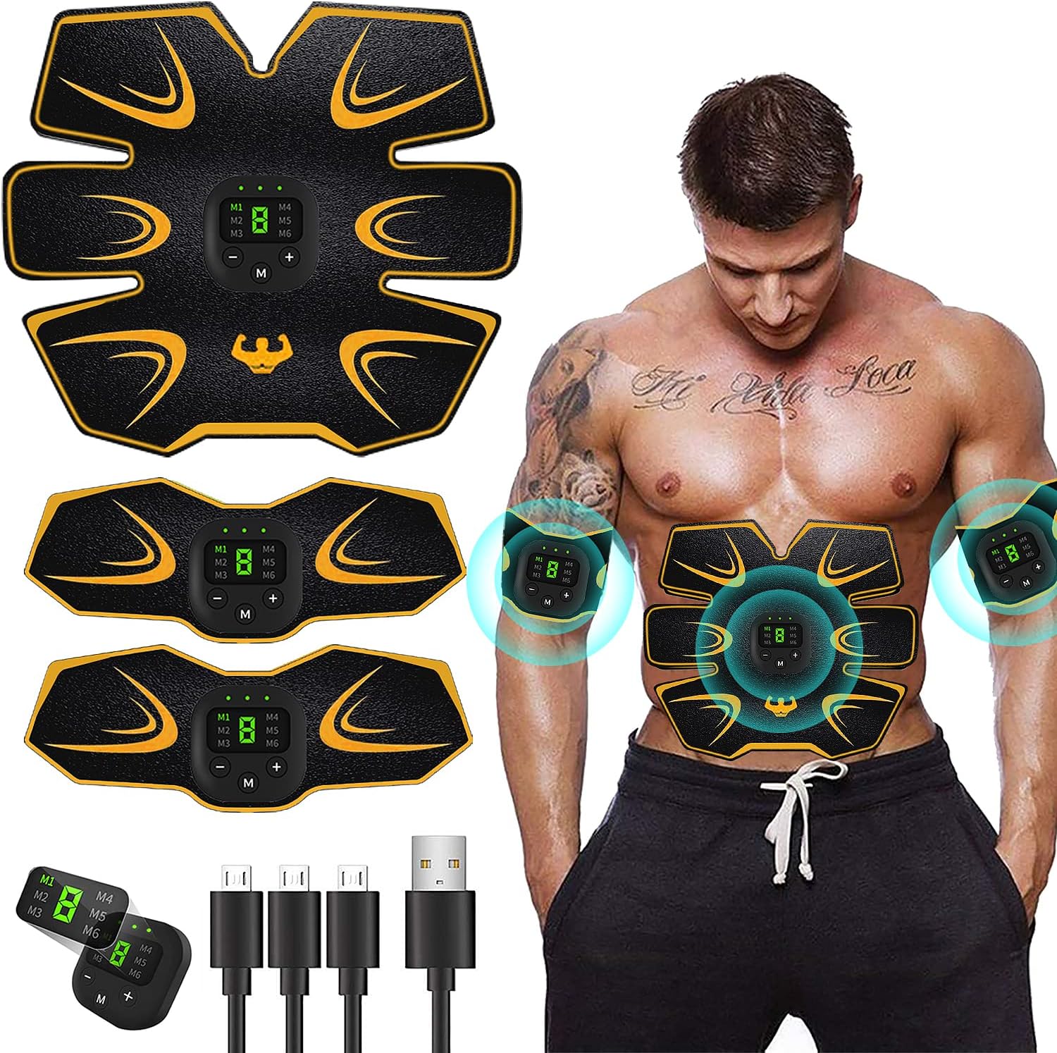 EMS Training Device,Abdominal Muscle Trainer, Muscle Stimulator,Abdominal Trainer,Portable Muscle Stimulator, for Abdomen, Arm, Leg Fitness Training Gear
