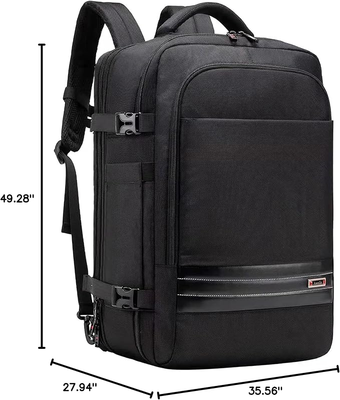 Asenlin Travel Backpack for Women Men, 40L-50L Laptop Backpack Black