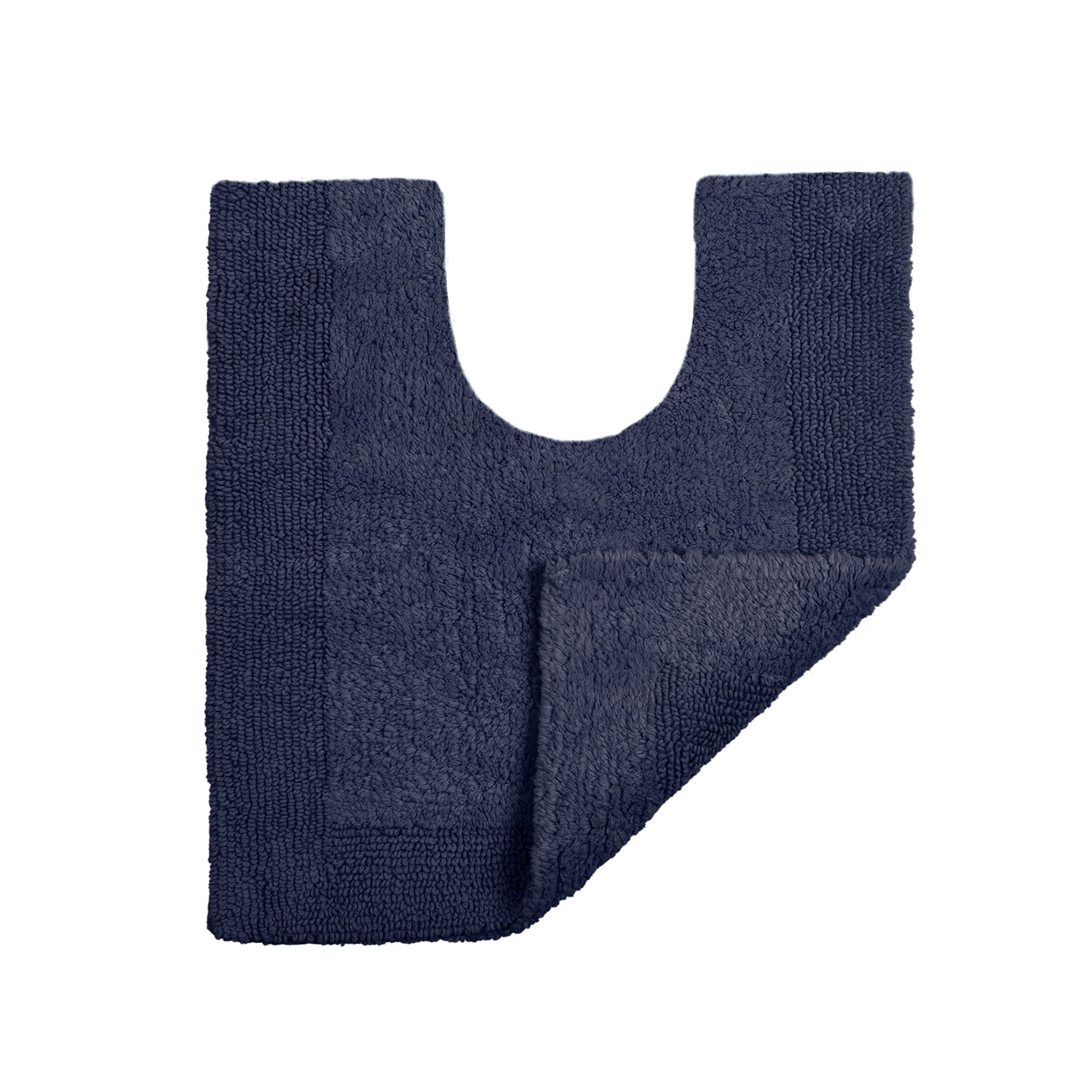 Allure Bath Fashions (Navy) Allure Toilet Mat Pedestal Extra Thick Reversible Cotton Mat Blue