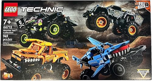 Miniatura 1 de LEGO Technic Monster Jam Collection 66712 Modelo kit de construcción juguete de tracción 2 en 1 Megalodon excavador de tumbas El Toro Loco y Max-D
