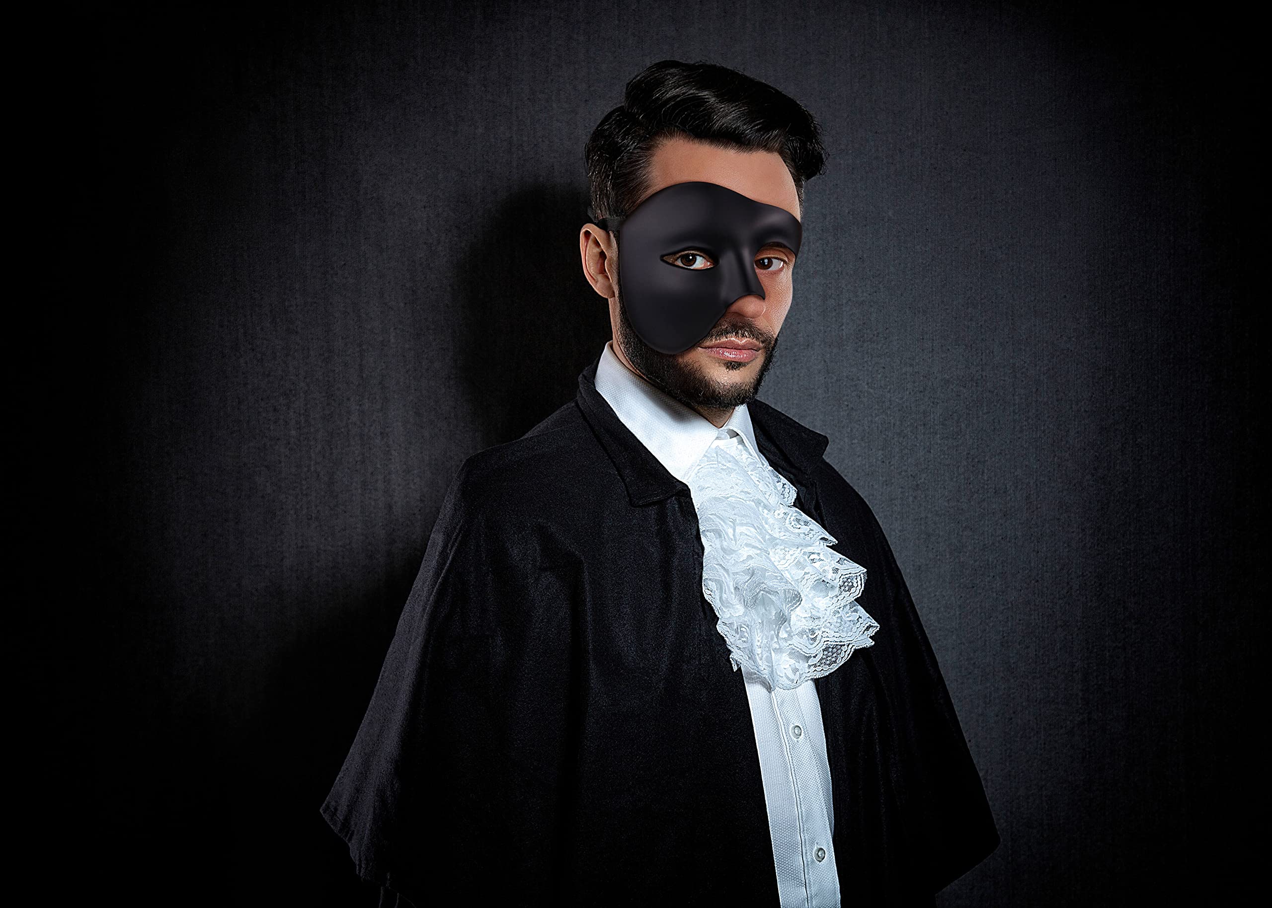 Balinco Opera Half Mask, Men's Mask, Ladies Mask, Venetian Carnival Mask, Half Face Mask, Halloween Mask, Face Mask Carnival (Black) - Image 2