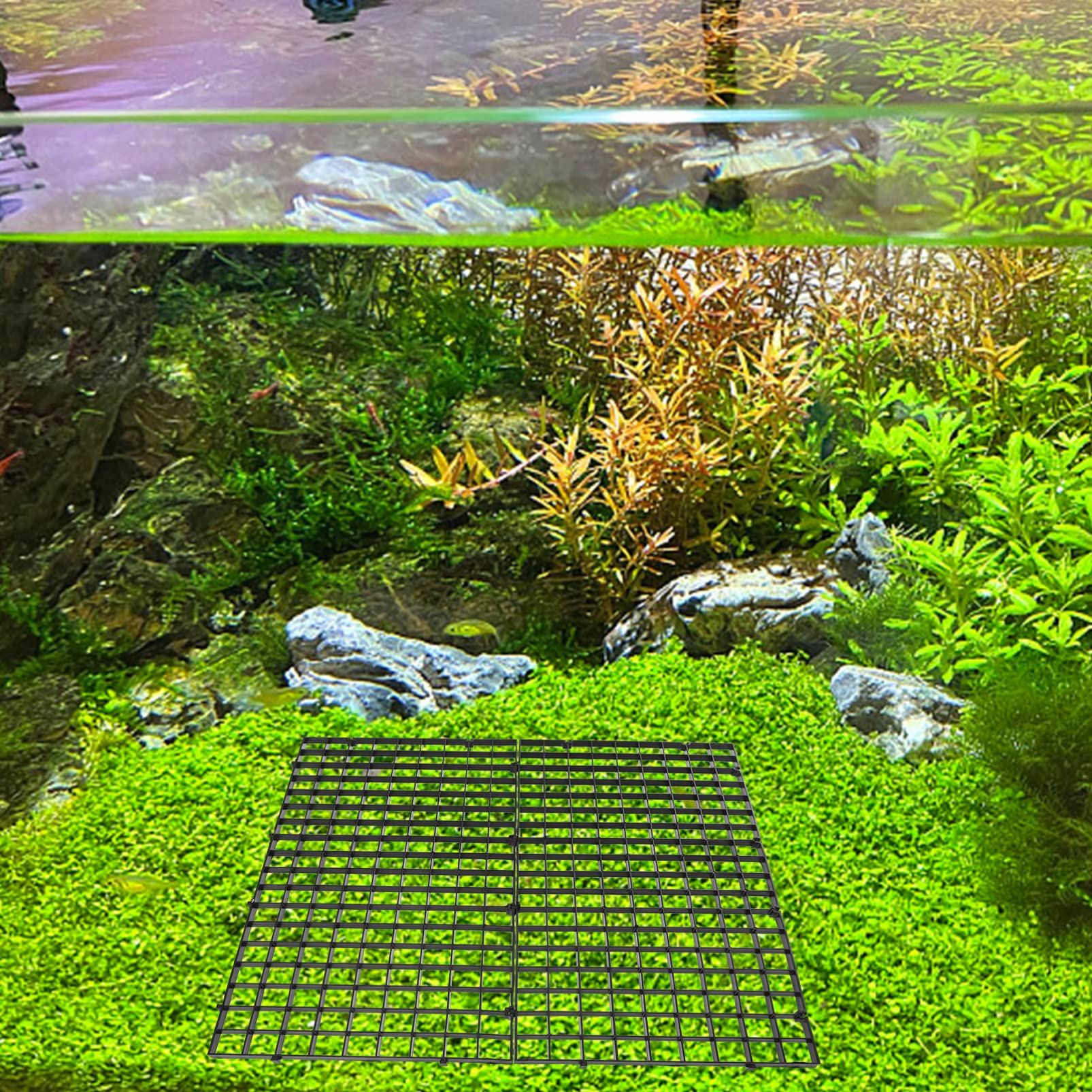POPETPOP 10 Pezzi Divisori per Acquario in Plastico Nero Griglia Fondo Acquario Facile da Installare e Rimuovere per Separare Pesci in Vasca