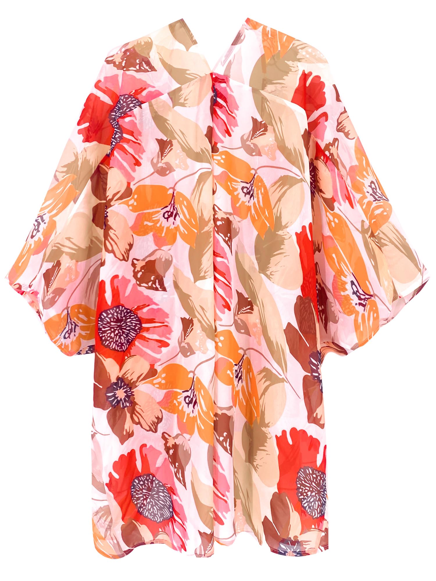 Moss Rose Damskie kimono plażowe okrycie przezroczyste szyfonowe okrycie, luźny kardigan z otwartym przodem