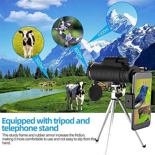 Miniatura 3 de Telescopio monocular de 40 x 60, prismáticos de visión nocturna HD de alta potencia con microluz para adultos, observación de aves, viajes,