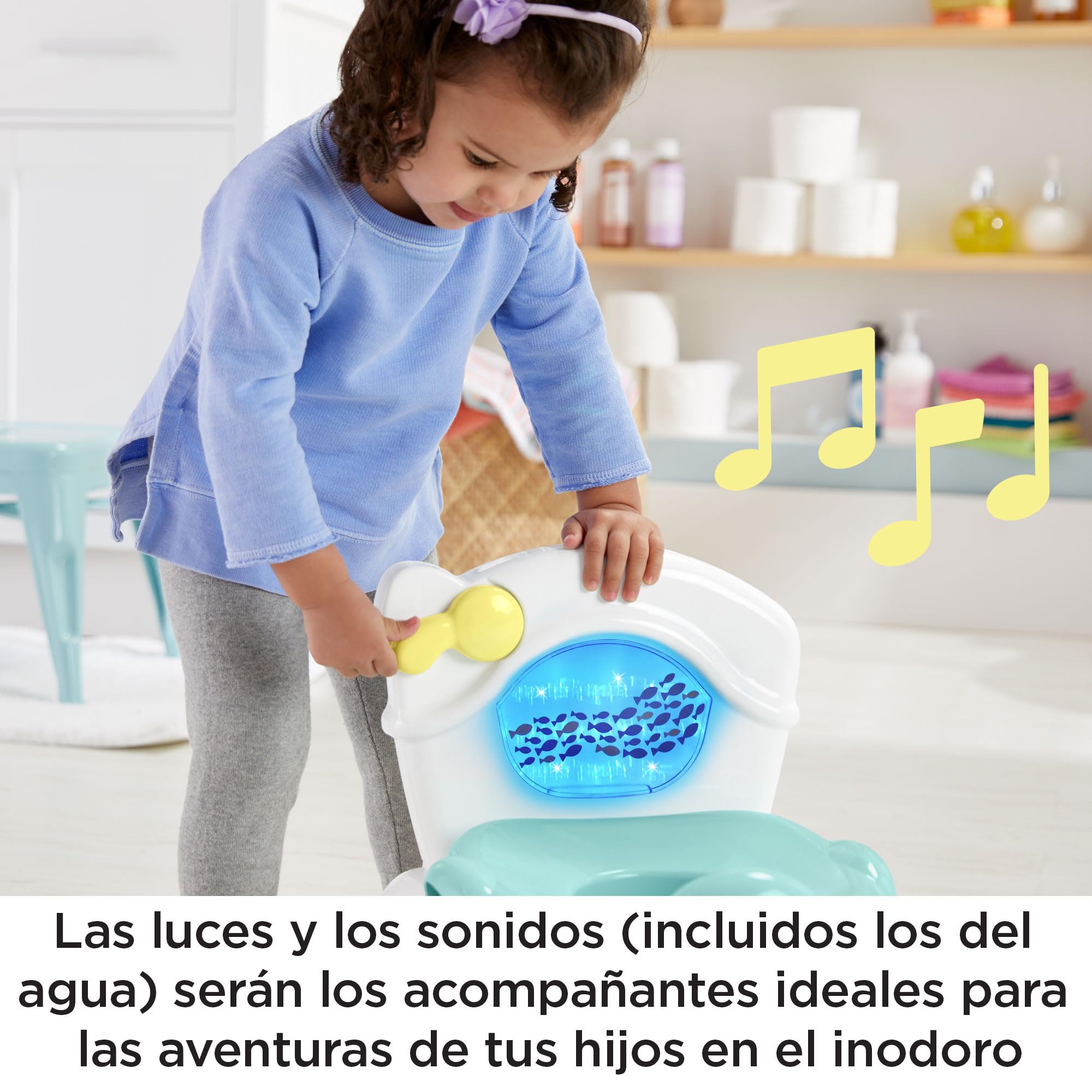 Fisher-Price Orinal infantil Oceano aprende a ir al baño, para bebés y niños, con sonidos y luces (Mattel GWD37)