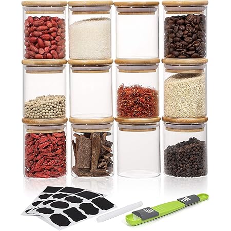 PATIKIL Pot En Verre De 10 Oz Avec Couvercle En Bambou