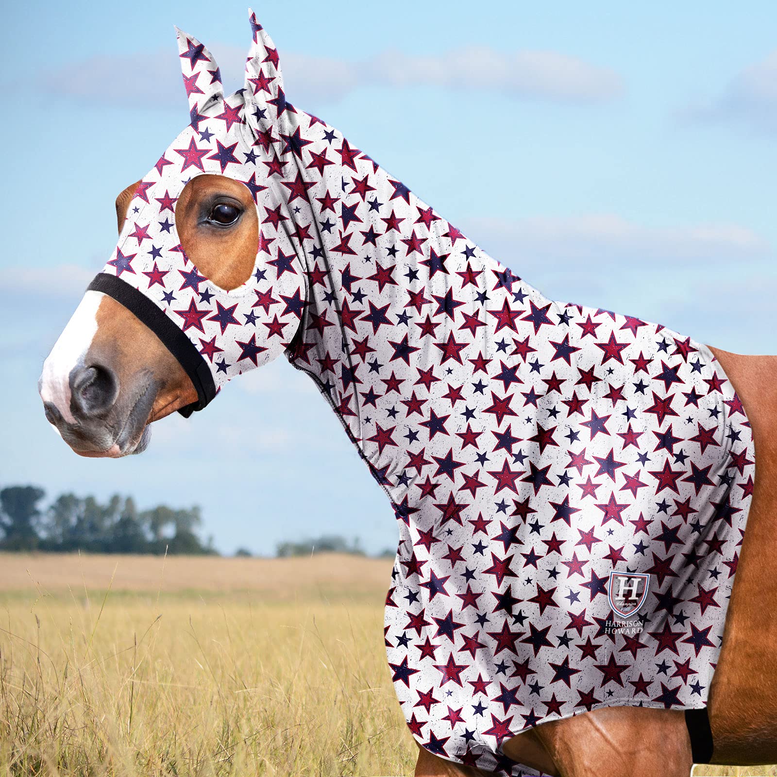 Harrison Howard Capucha de cabeza de caballo cómoda y elástica con ribete de forro polar suave con cremallera y estrellas vívidas