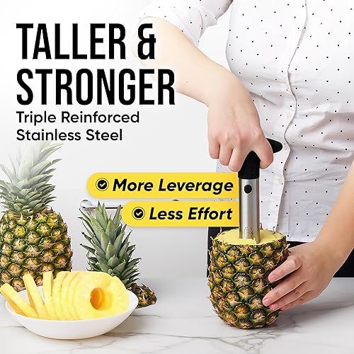 Miniatura 8 de Zulay Kitchen - Herramienta descorazonadora y cortadora de piña, de acero inoxidable, para una fácil extracción del centro y corte de piña,
