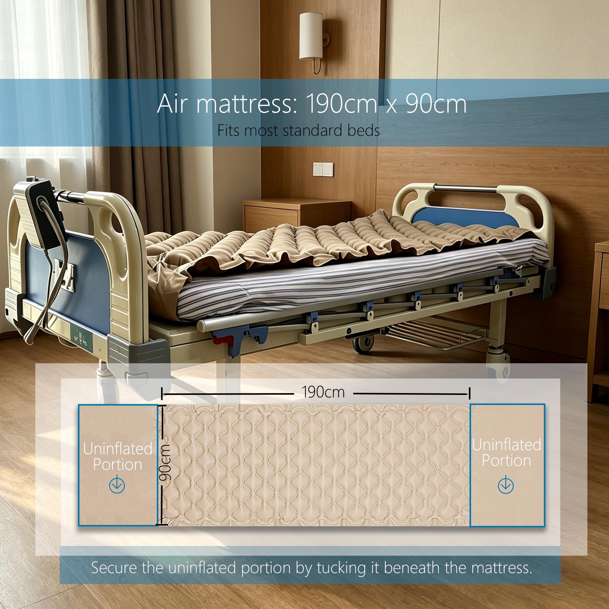 Materasso Antidecubito con Compressore Alternato, Utile per Prevenire e Curare le Ulcere Decubiti, Materasso Decubito ad aria per Letti di Ospedale e Assistenza Domiciliare