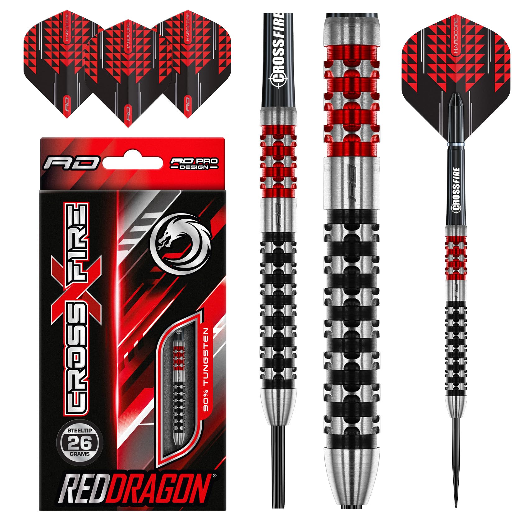 RED DRAGON Crossfire 26g Professional 90% Tungsten Steel Tip Darts