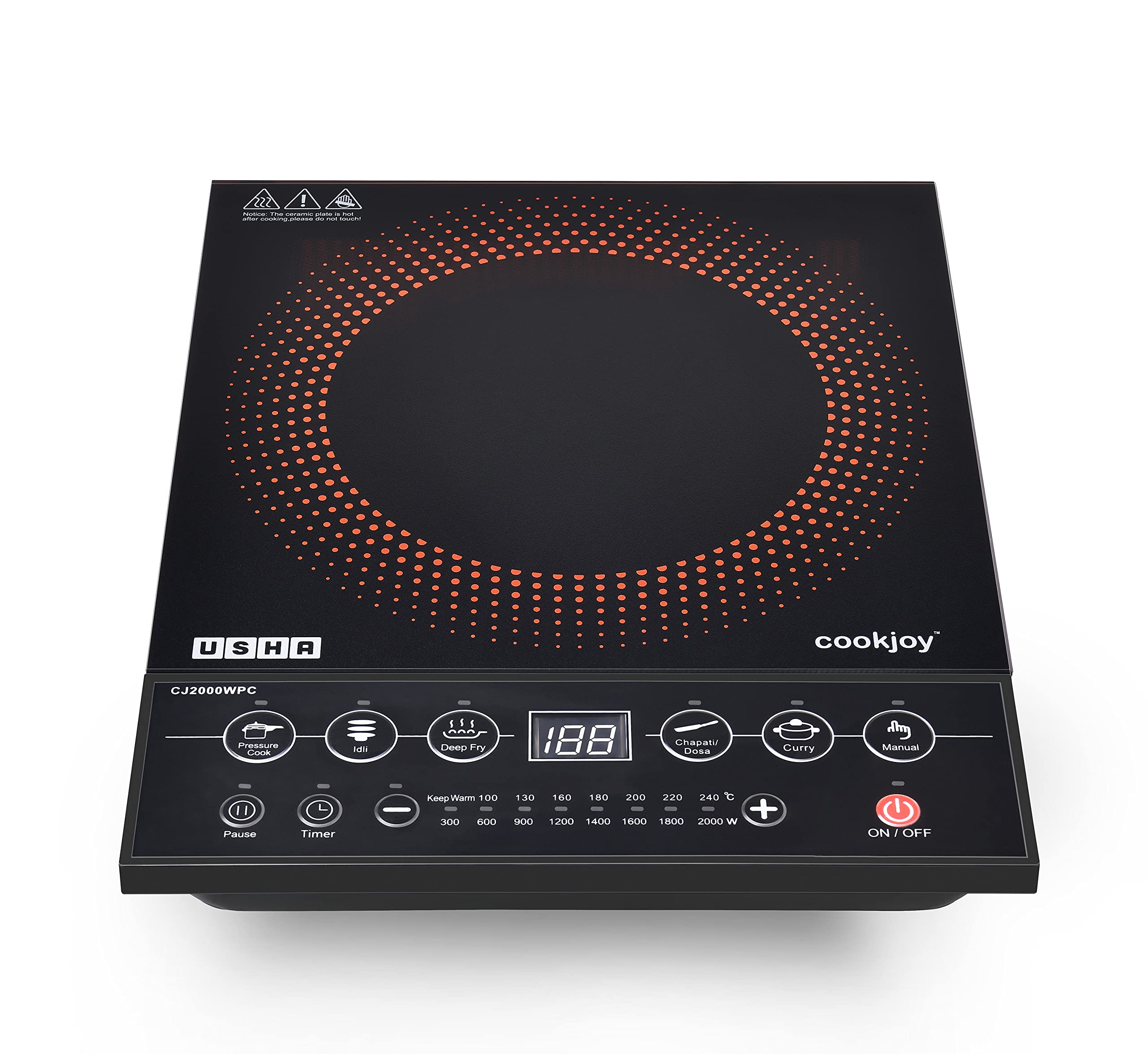 Usha Cookjoy (CJ2000WPCN) 2000 Watt Induction Cooktop (Black), Sealed-image-2
