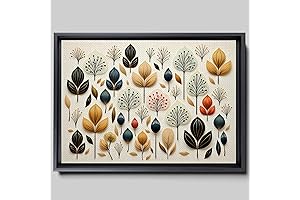 Scandinavian Folk Art: Abstract Botanical Canvas for Nordic Interiors