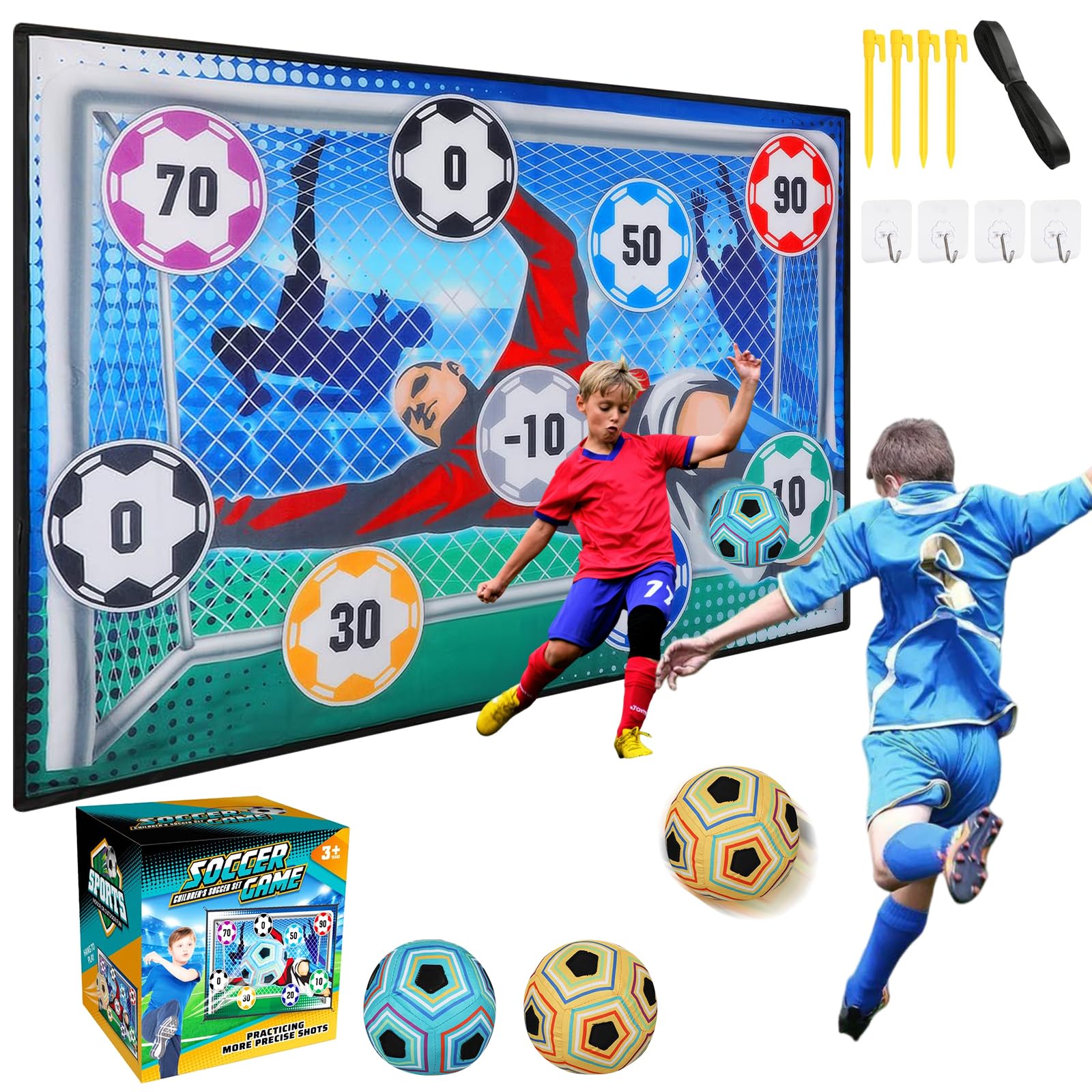 Set da calcio per bambini 2, 3, 4, 5, 6, 7, 8, divertimento sportivo per giardino, interni ed esterni, porte da calcio in morbida flanella, set da gioco da calcio per bambini, giocattolo da calcio