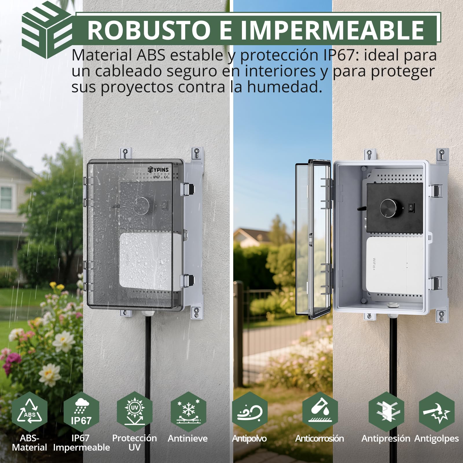EYPINS Caja Estanca Exterior Electrica Impermeable IP67 30 * 20 * 17cm | Cuadro Eléctrico Superficie con Carcasa ABS,Cajas de Empalmes Transparente,Candado de combinación,para Exterior Garaje Sótano