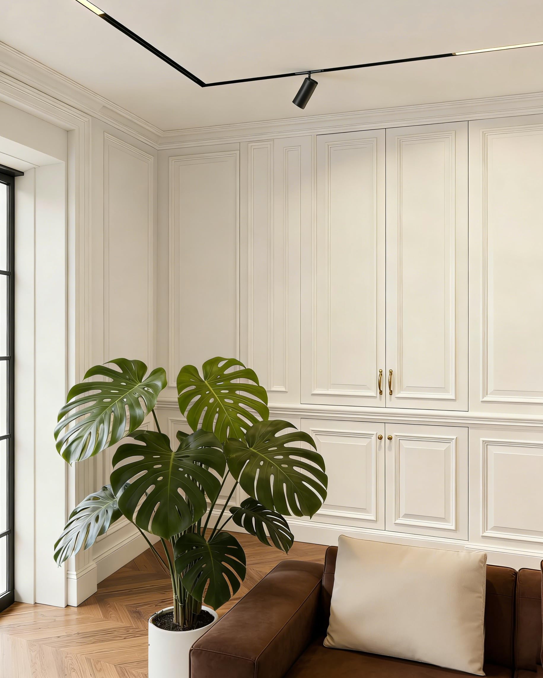 SCON Lot de 6 systèmes d'éclairage encastrables à intensité variable pour salon, bureau, éclairage intérieur, guide linéaire en aluminium, 100cm de long, noir, moderne, DC 24 V