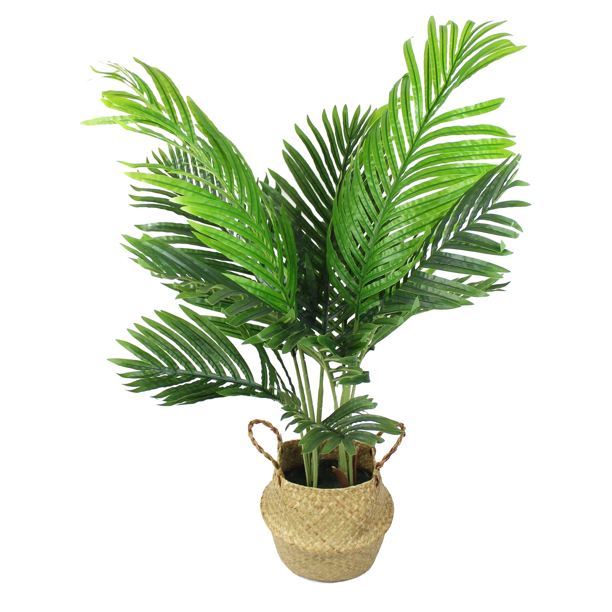Plante Artificielle en Lot de 2 Palmiers artificiels de 90 cm dans Un Panier en jonc de mer décoration pour Usage intérieur et extérieur Grande Plante Verte