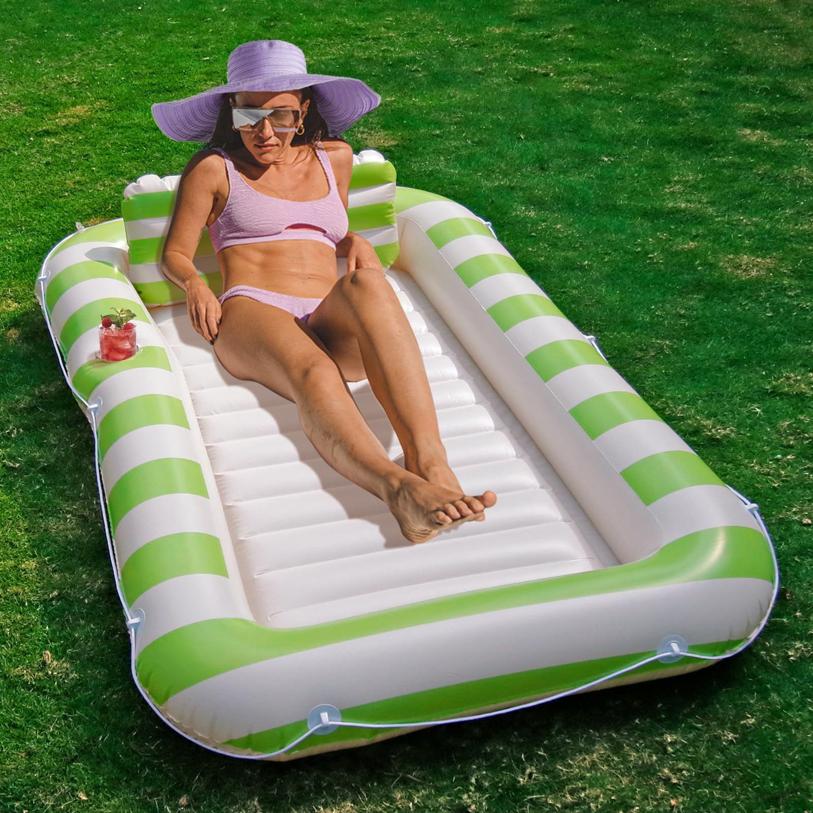 Float Joy Tanning Pool Floats Adult Inflatable Pool Lake Floats Tanning Pool Lounger Tanning Bed Sunbathing Pool for Backyard Floaties for Lake Floating